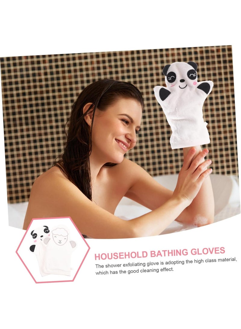 CLENEA 2Pcs Bath Gloves for Baby Bath, Baby Scrubber Bath Brush, Body Scrub Mitt Shower Back Scrubber Mittens Kids Bath Wash Gloves Bathing Gloves Clean Accessories Cotton White Newborn - Image 4